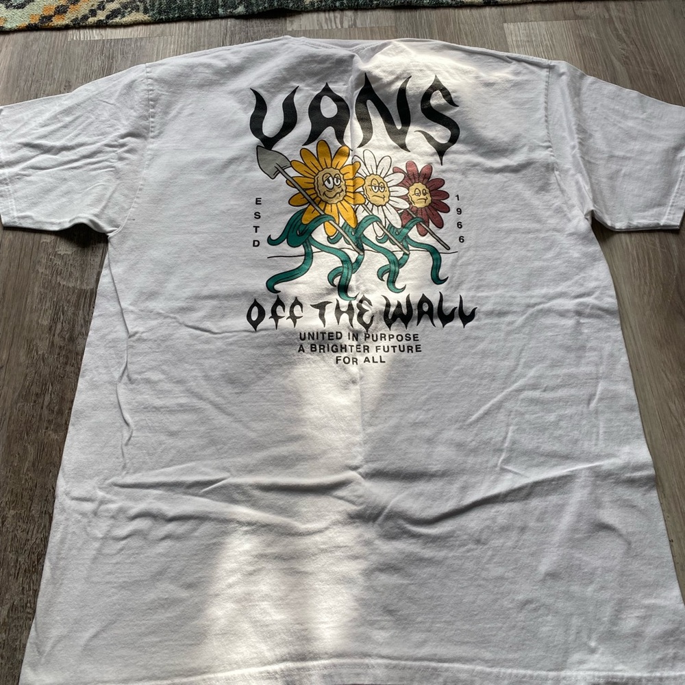 Vans White Tee with Yellow, Green & Red Floral Graphic - Picture 4 of 5